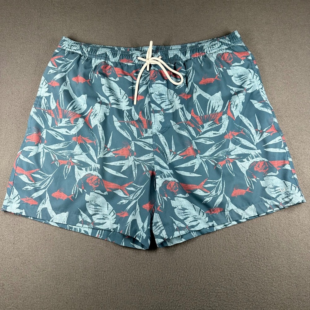 Huk Performance Fishing Swim Trunks Shorts Mens XL Tropical Fish Leaf Print